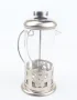 Metal detaylı şeffaf cam French Press