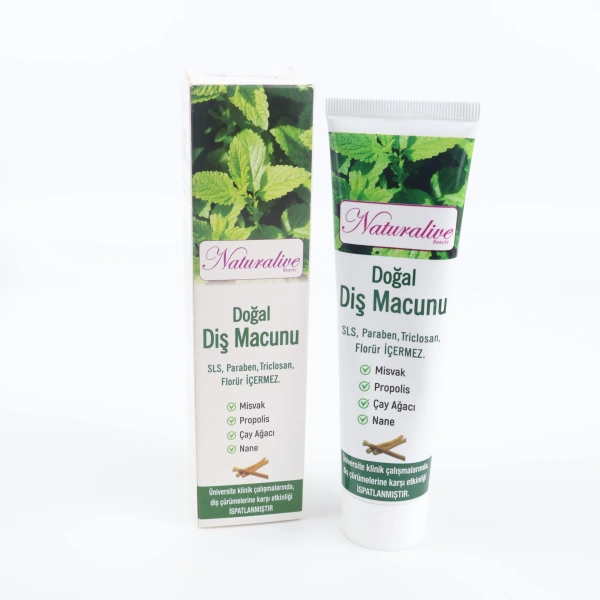 Naturalive Doğal Diş Macunu kutu ve tüp ambalaj