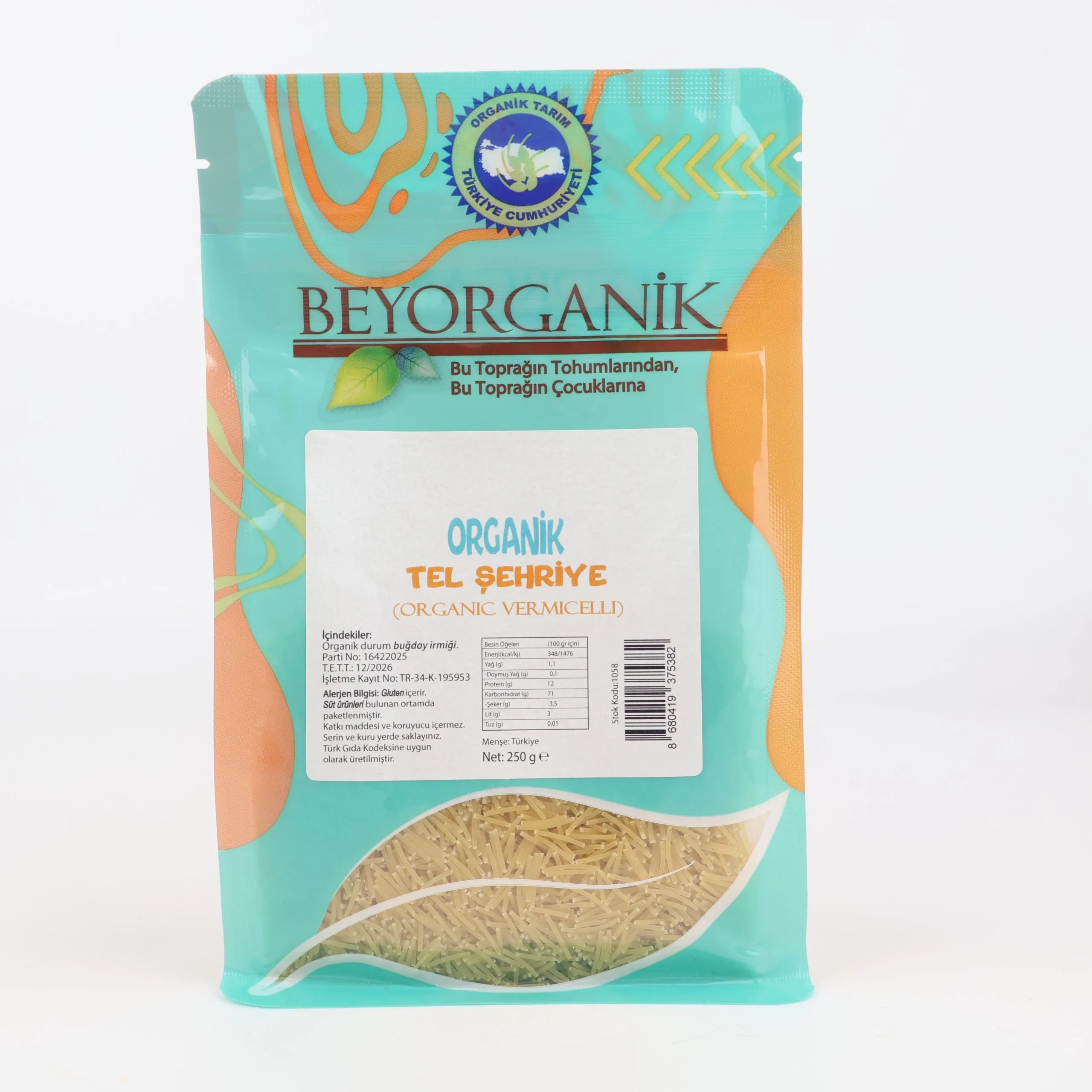 ORGANIK TEL SEHRIYE 250 GR Organik Tel Şehriye 250 gr